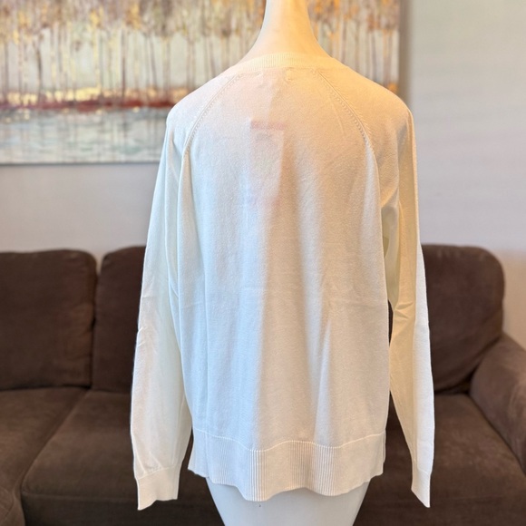Lucky Brand Women's V-Neck Sweater, Long Sleeves, Side Slits, Cotton Blend - Picture 9 of 10